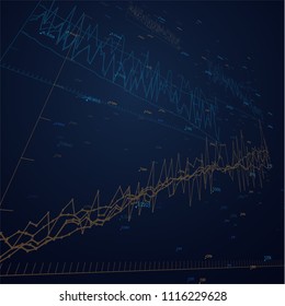 Economic graph in perspective with abstract random numbers. Vector EPS10.
