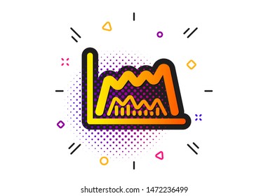 Economic graph sign. Halftone circles pattern. Investment chart icon. Stock exchange symbol. Business finance. Classic flat trade chart icon. Vector