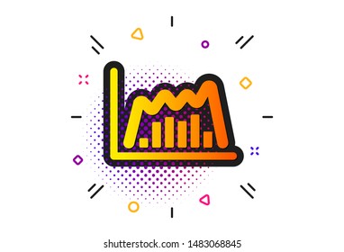 Economic graph sign. Halftone circles pattern. Investment chart icon. Stock exchange symbol. Business finance. Classic flat infographic graph icon. Vector