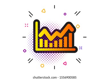 Economic graph sign. Halftone circles pattern. Financial chart icon. Stock exchange symbol. Business investment. Classic flat infochart icon. Vector