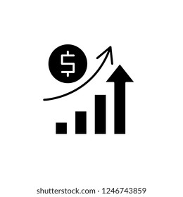 Economic growth black icon, vector sign on isolated background. Economic growth concept symbol, illustration 