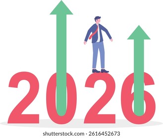 economic growth concept 2025. business development and improvement 2025. illustration of number 2025 with up arrow and coin. flat vector illustration on background.

