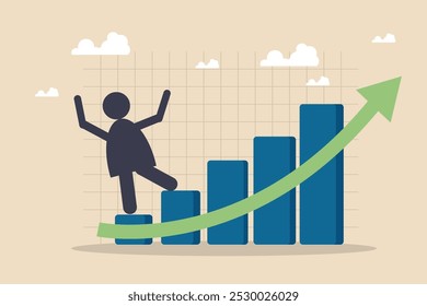 Previsão de crescimento econômico, previsão do PIB ou visão de negócios para aumentar o vetor de investimento ilustração plano de fundo