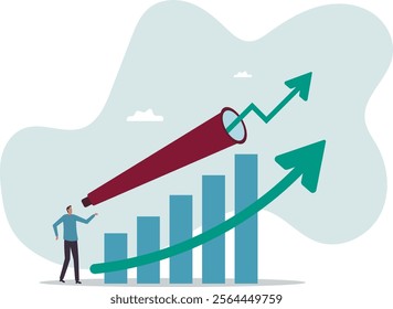 Economic growth forecast, GDP prediction or business vision to grow investment or business, increase profit or earning improvement .business concept.flat character.