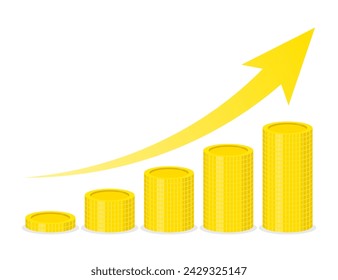 Economic growth, gold coins. Profit growth concept
