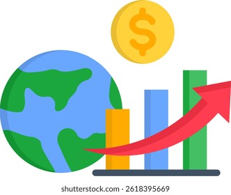 Economic Growth Icon Flat Vector Illustration