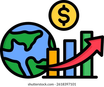 Economic Growth Icon Lineal Color Vector Illustration
