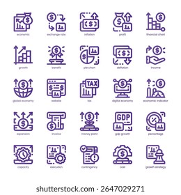 Economic Growth Icon pack for your website, mobile, presentation, and logo design. Economic Growth Icon line basic color design. Vector graphics illustration and editable stroke.