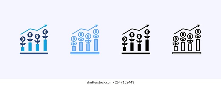 Economic Growth Icon Set Multiple Style Collection
