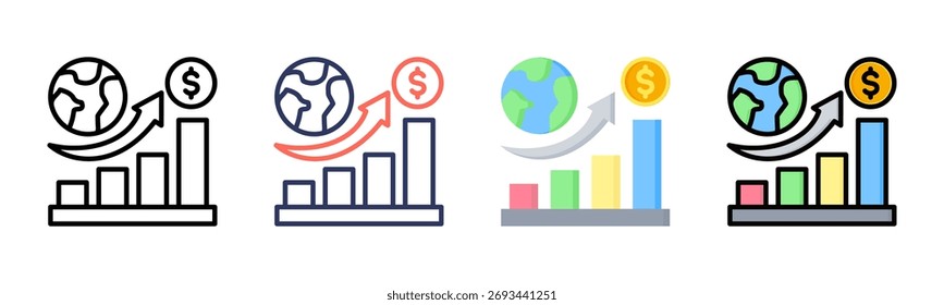 Conjunto de iconos de crecimiento económico colección de estilo múltiple