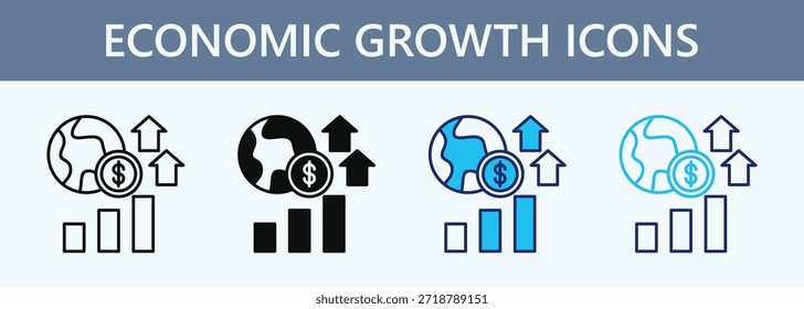 Ícone de Crescimento Econômico Definir Coleção de Vários Estilos