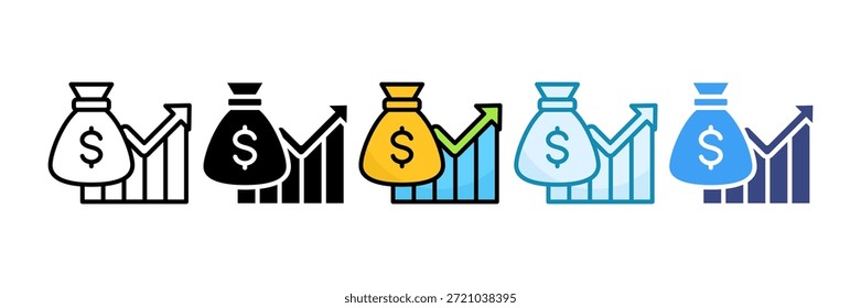Conjunto de iconos de crecimiento económico Colección de estilo múltiple