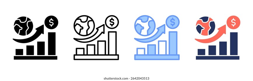 Economic Growth icon sheet multiple style collection
