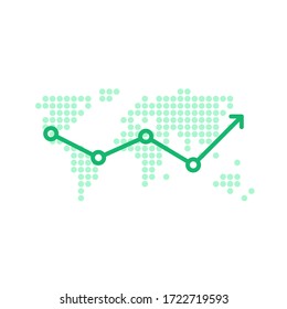 economic growth like global world map. flat simple style modern fast extension logotype graphic design element isolated on white background. concept of high data performance and business renovation