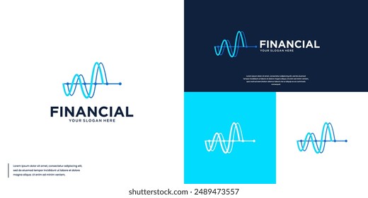 logotipo de crecimiento económico con estilo de gráfico de onda, finanzas modernas, Vector de diseño de logotipo.