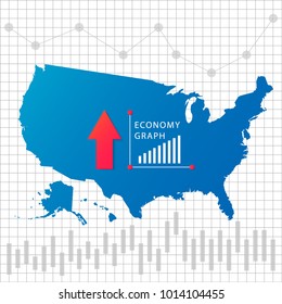Economic growth in USA, on white background.
