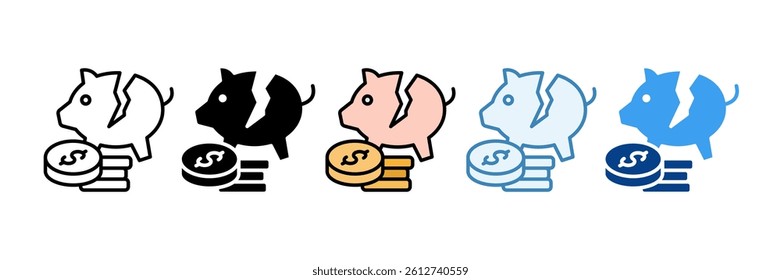 Economic Hardship Icon Set Multiple Style Collection