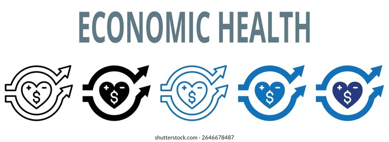 saúde econômica, ícone, vetor, ilustração, inflação, taxa, econômica, saúde, financeira, força, condição