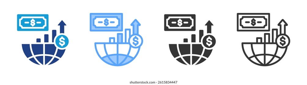 Economic icon set multiple style collection