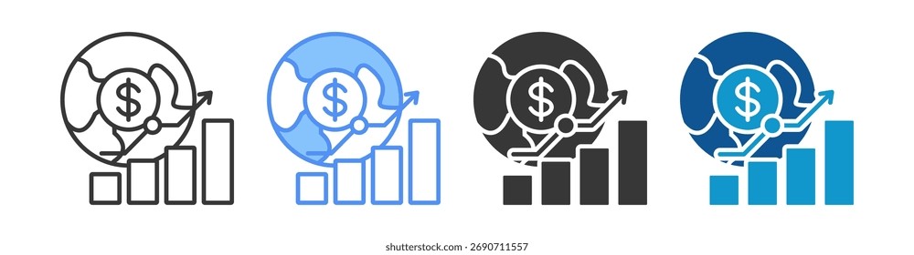 Conjunto de ícones econômicos Coleção de estilos múltiplos
