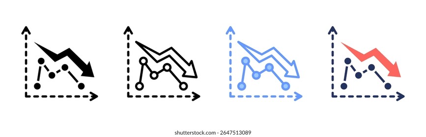 Coleção de vários estilos de folha de ícone econômico