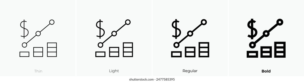 economic icon. Thin, Light Regular And Bold style design isolated on white background