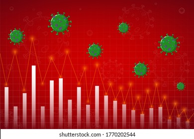 Economic impact. Covid-19 hits the market. Economic fallout. Markets plunging. Covid-19 crisis or Coronavirus impact on the economic. Vector illustration.