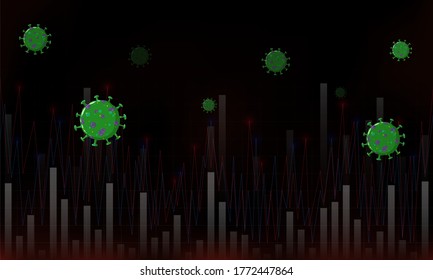 Economic impact. Covid-19 hits the market. Economic fallout. Markets plunging. Covid-19 crisis or Coronavirus impact on the economic. Vector illustration.