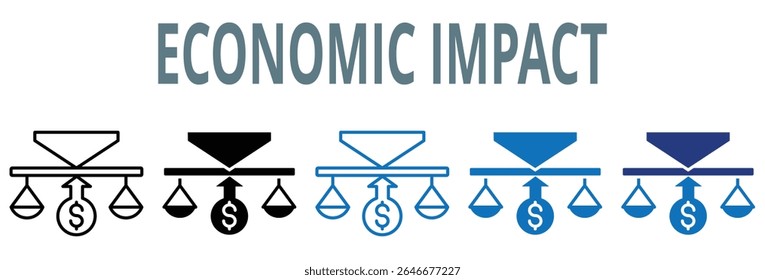 impacto econômico, ícone, vetor, ilustração, inflação, taxa, econômico, impacto, financeiro, efeito, monetário