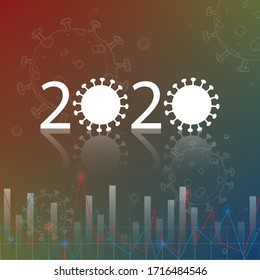 Economic impacts 2020. Coronavirus or COVID-19 has a global impact on the economy. Vector background Coronavirus and market. 