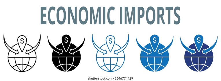 conjunto de ícones de importações econômicas. contém ícone, vetor, ilustração, comércio, saldo, econômico, importações, estrangeiro, comércio, internacional