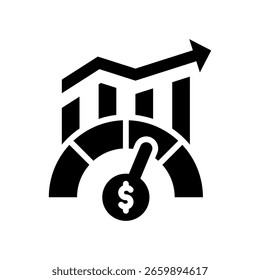 Ilustración vectorial de glifos de iconos de indicadores económicos