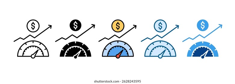 Conjunto de ícones de indicadores econômicos Coleção de estilos múltiplos