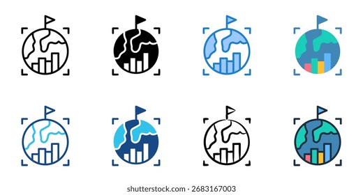 Economic indicators icon set multiple style collection 
