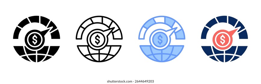 Economic Indicators icon sheet multiple style collection