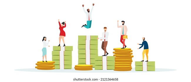 Economic inequality. gap between rich and poor. Unfair income. People are at different financial levels. Vector.