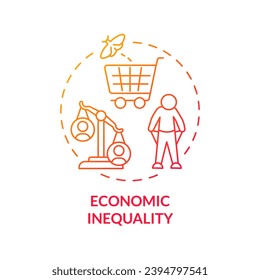Economic inequality red gradient concept icon. Basic need. Income disparity. Social difference. Financial crisis. Wealth gap abstract idea thin line illustration. Isolated outline drawing