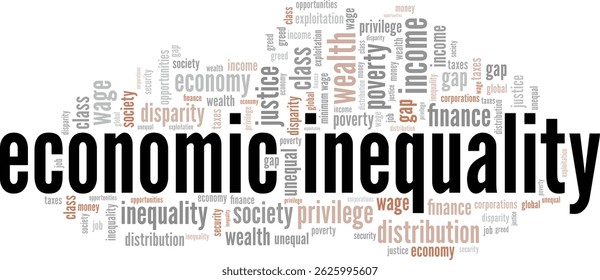 Economic Inequality word cloud conceptual design isolated on white background.