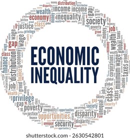 Economic Inequality word cloud conceptual design isolated on white background.