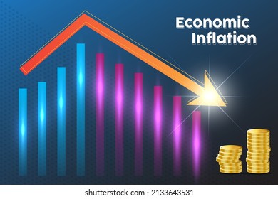 Economic inflation design vector illustration. Economic crisis with falling growth and rising inflation background.