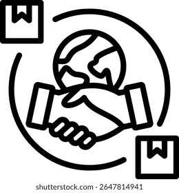 Vektorgrafik mit Symbolgliederung für die wirtschaftliche Integration