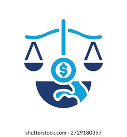 Icono de justicia económica Ilustración vectorial mixta