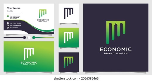Logotipo económico con diseño de elementos abstractos creativos Vector Premium
