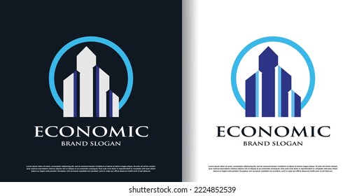 Economic logo with creative abstract element design premium vector