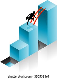 Economic Loopholes-Businessman crossing risky gap