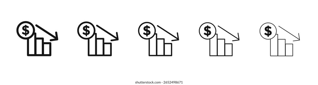 Economic Loss icon black and white vector sign