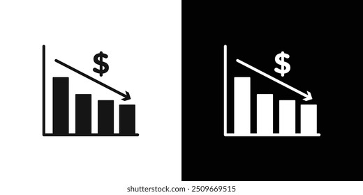 Economic Loss icon Flat vector set outline