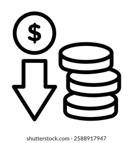 Economic Loss icon Outline vector symbol sign