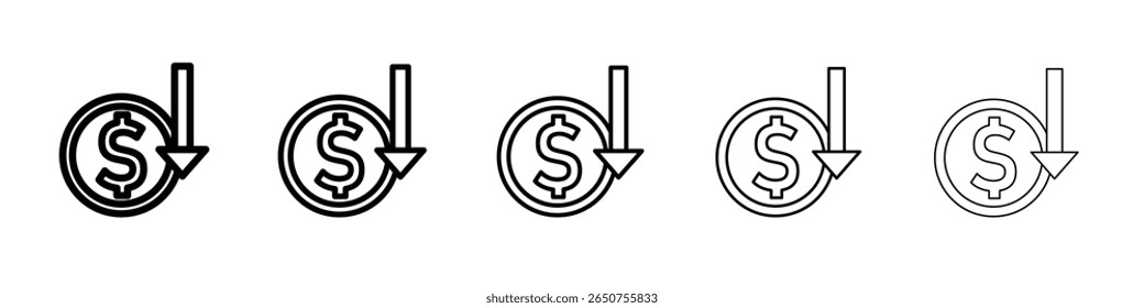 Economic Loss icon vector thin outline style sign