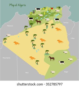 Economic map of Algeria. Vector illustration